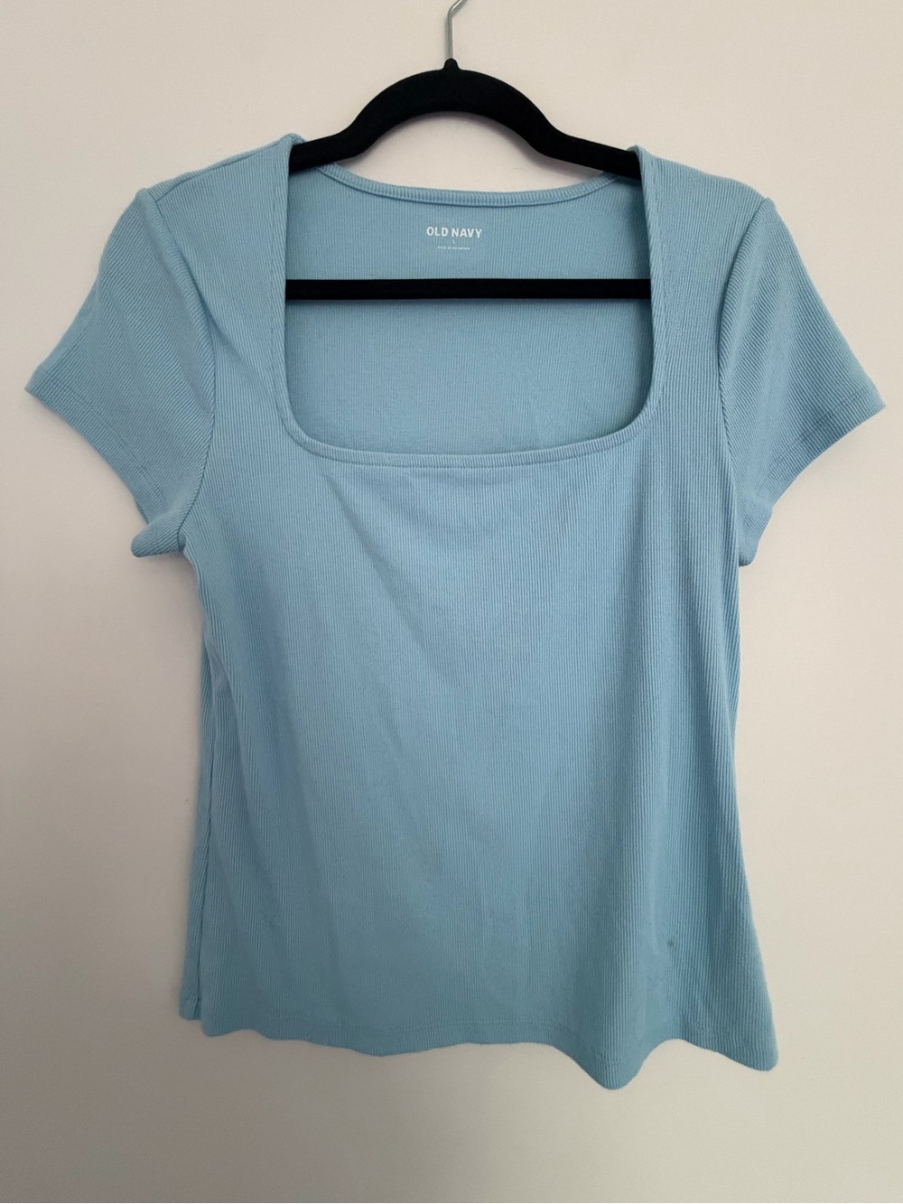 Old Navy | Woman’s Sz L | Sky Blue Square-Neck Ribbed Short Sleeve Tee